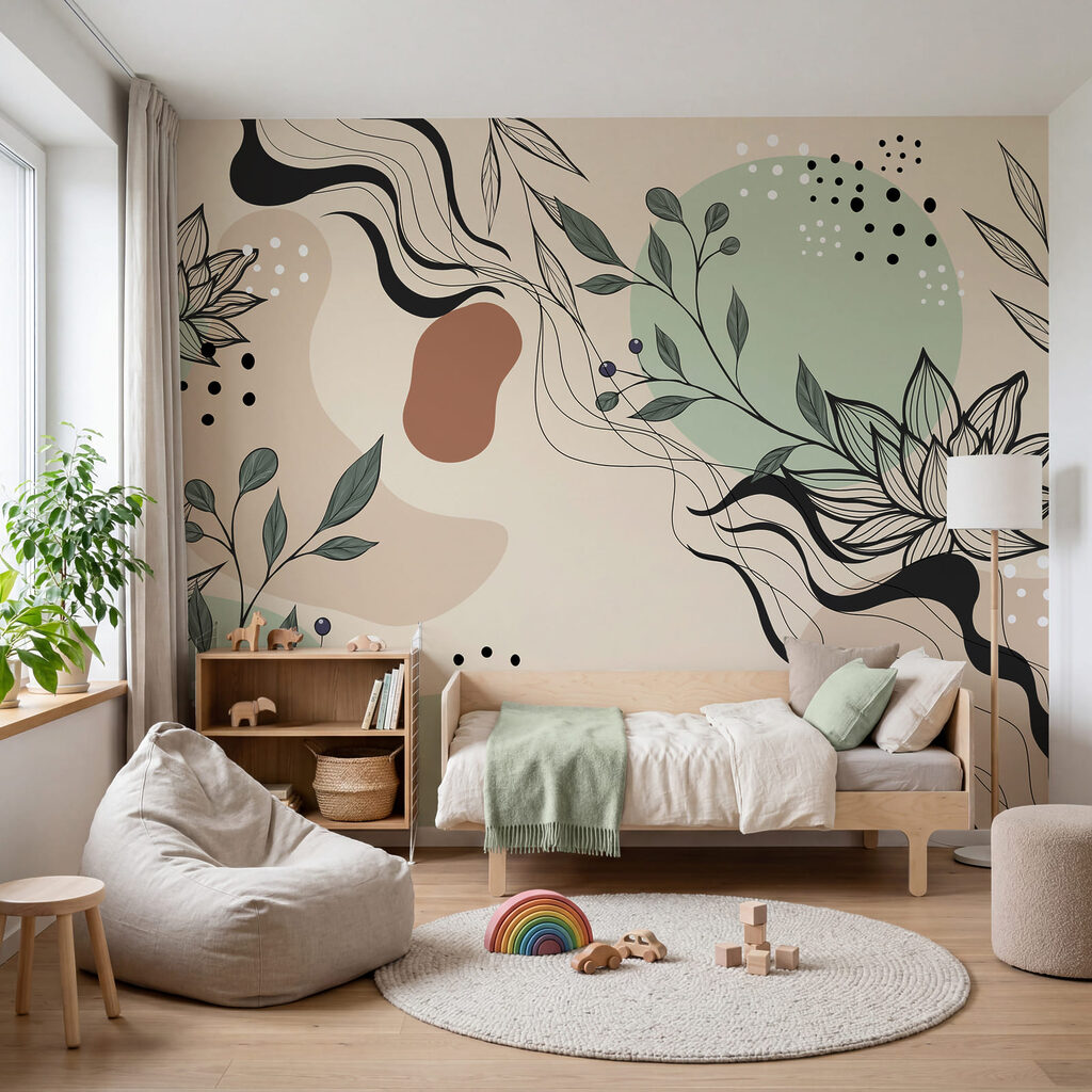 Lotuscontouren tussen losse kleurvormen — interieur 1