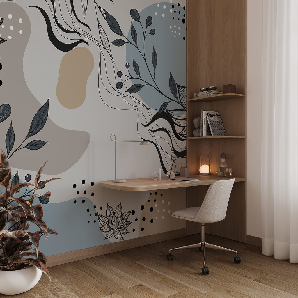 Lotuscontouren tussen losse kleurvormen — interieur 3