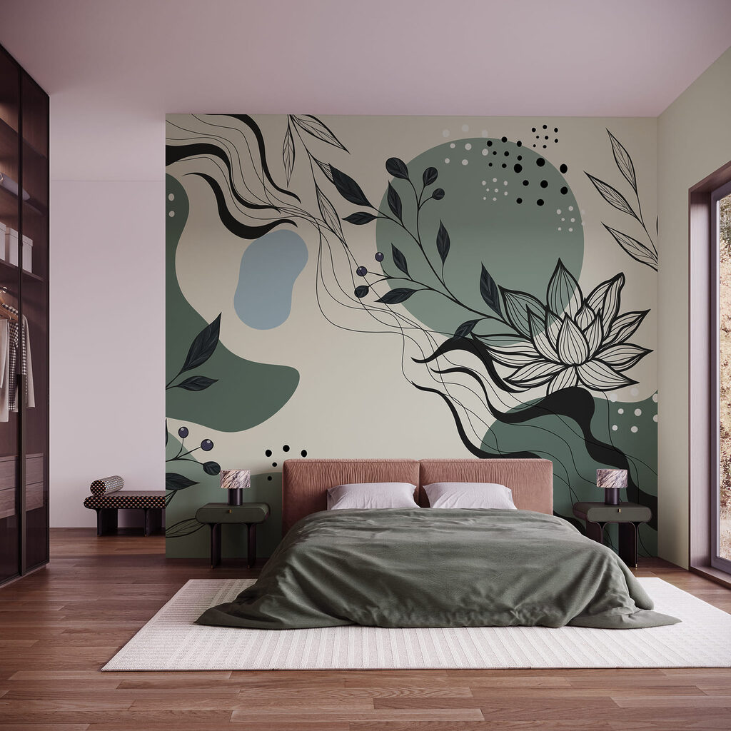 Lotuscontouren tussen losse kleurvormen — interieur 1