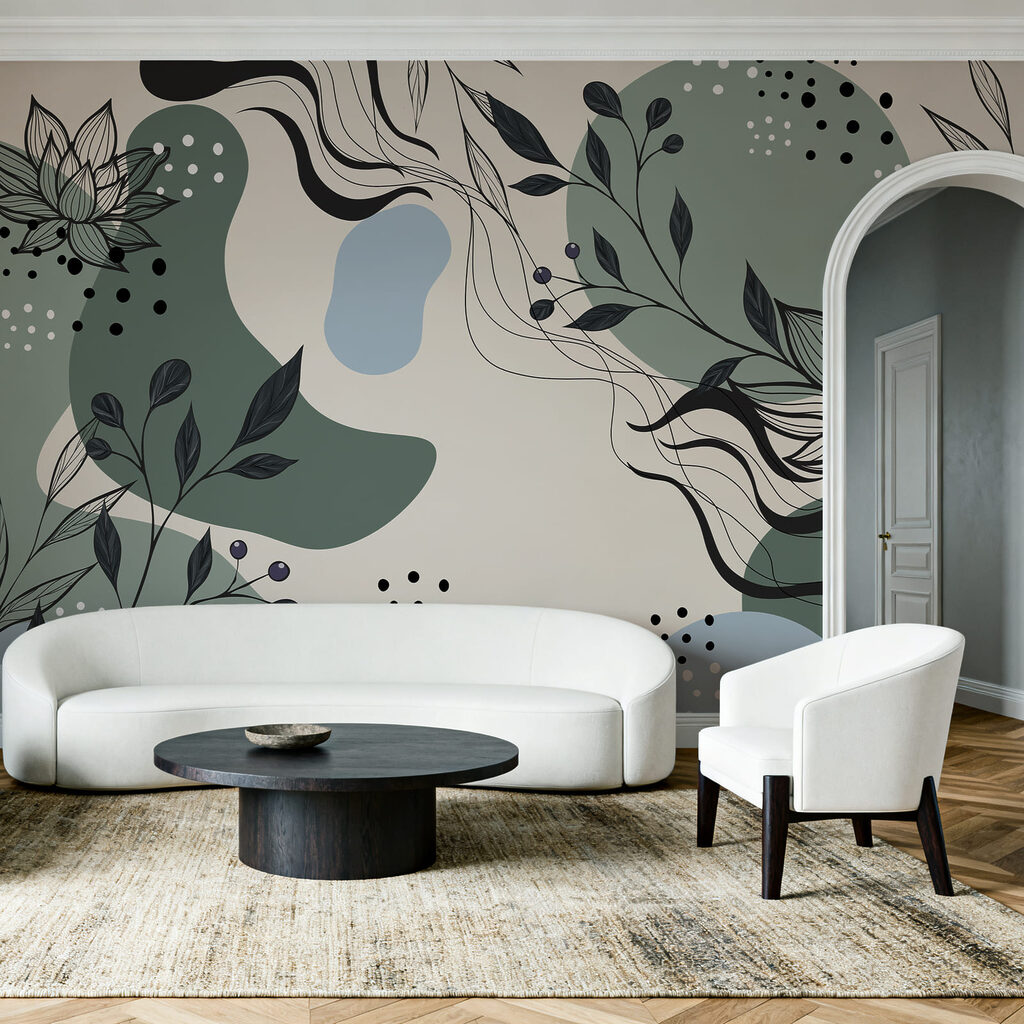 Lotuscontouren tussen losse kleurvormen — interieur 2