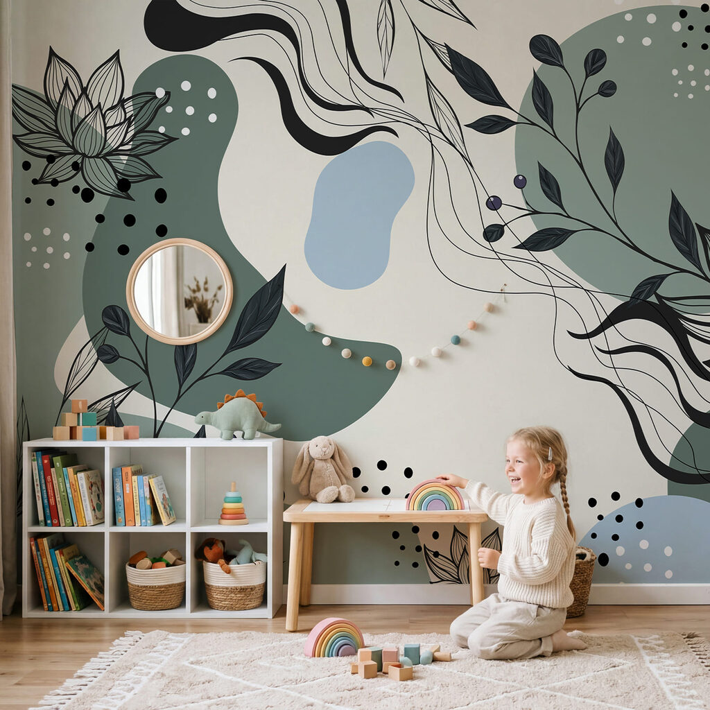 Lotuscontouren tussen losse kleurvormen — interieur 3