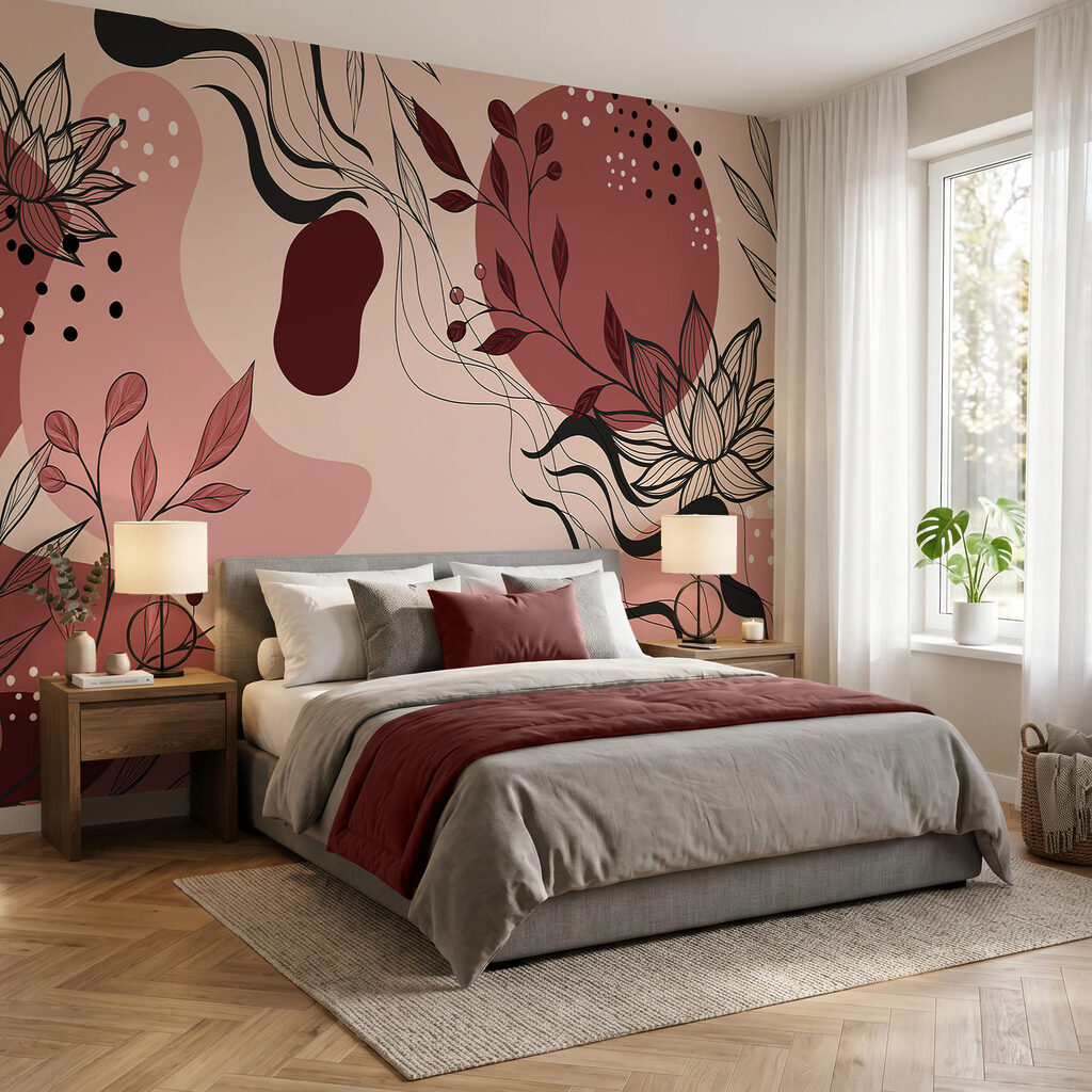 Lotuscontouren tussen losse kleurvormen — interieur 1