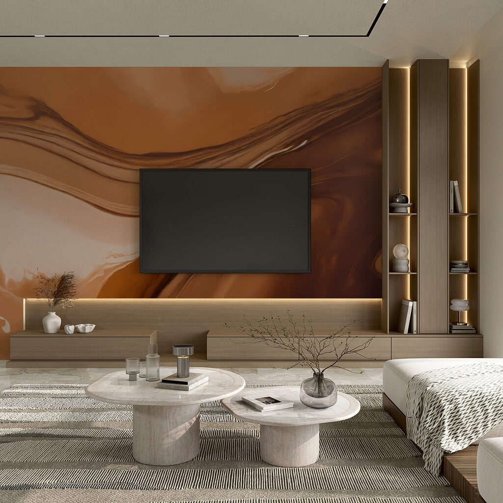 Oranje verf, bruine stromen — interieur 3