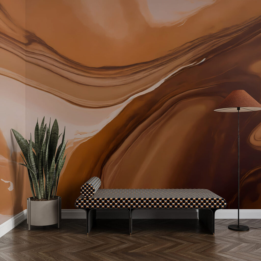 Oranje verf, bruine stromen — interieur 1