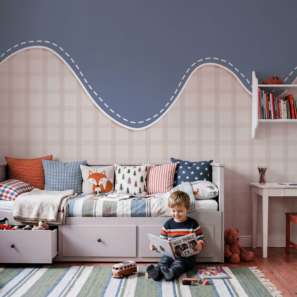 Golfrand boven zachte ruitjes — interieur 1