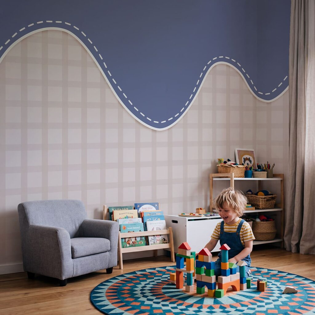 Golfrand boven zachte ruitjes — interieur 2