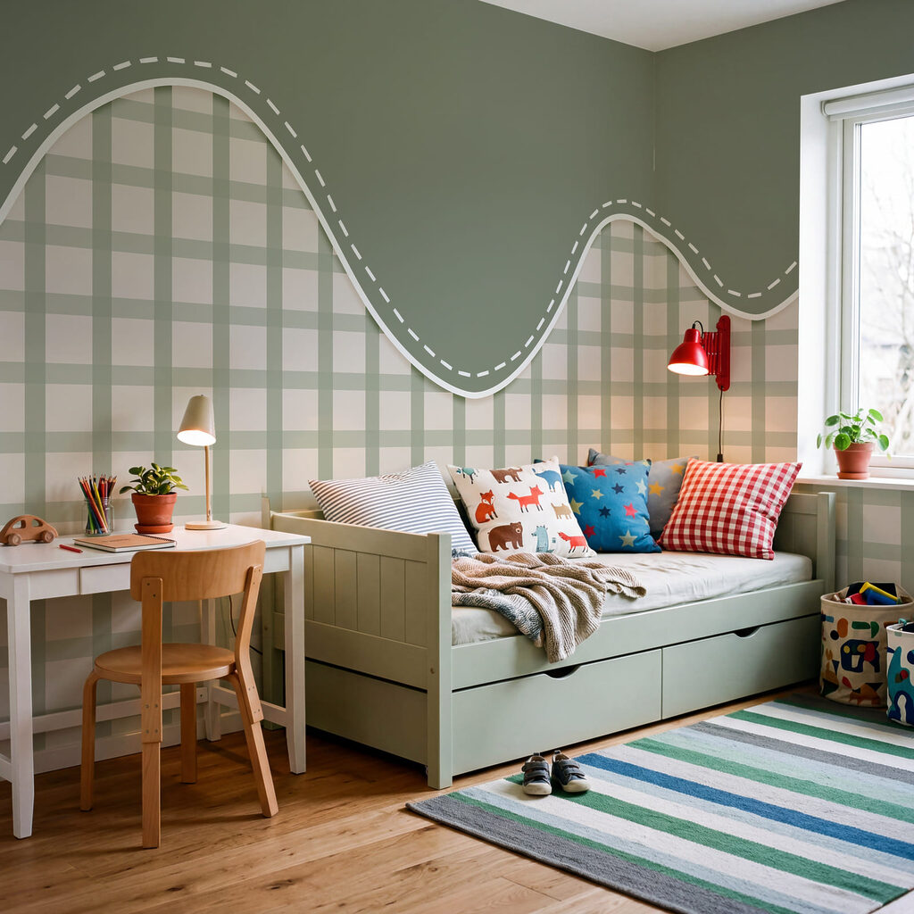 Ruitjes onder golvende rand — interieur 3