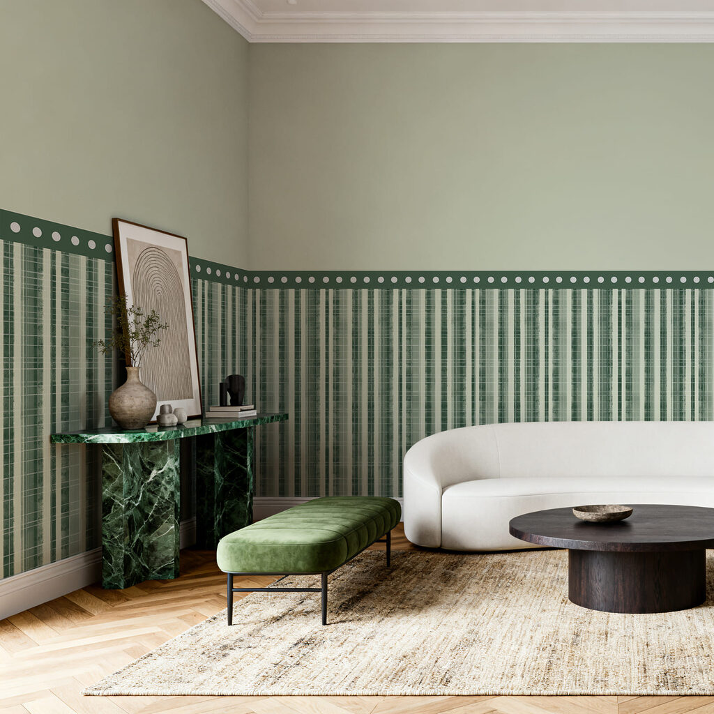Groene strepen onder lichtgroen — interieur 1