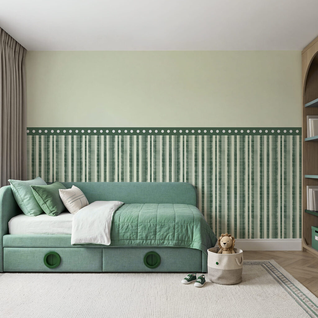 Groene strepen onder lichtgroen — interieur 3