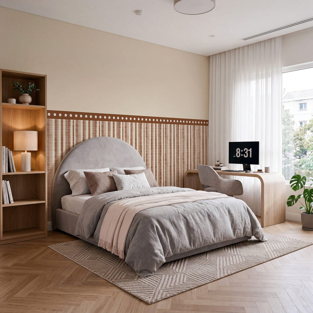 Smalle strepen onder stippenrand — interieur 2