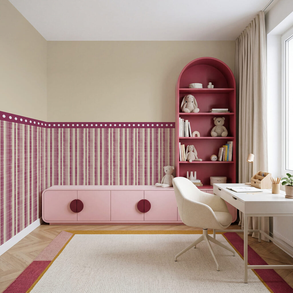 Smalle strepen onder stippenrand — interieur 3