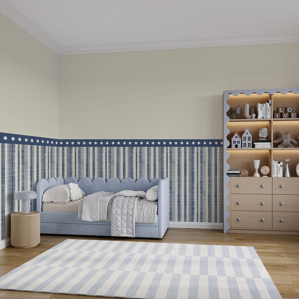 Smalle strepen onder stippenrand — interieur 2