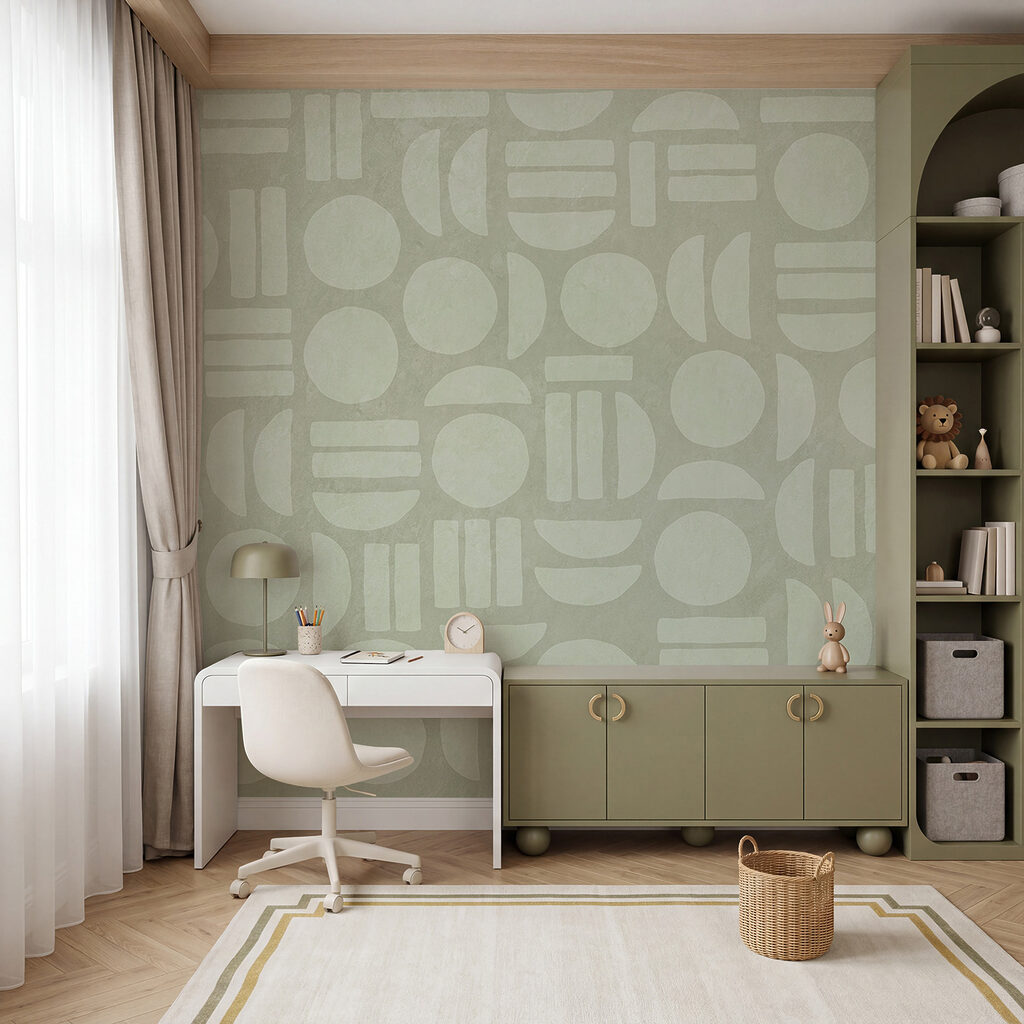 Patroon van cirkels en lijnen in een interieur