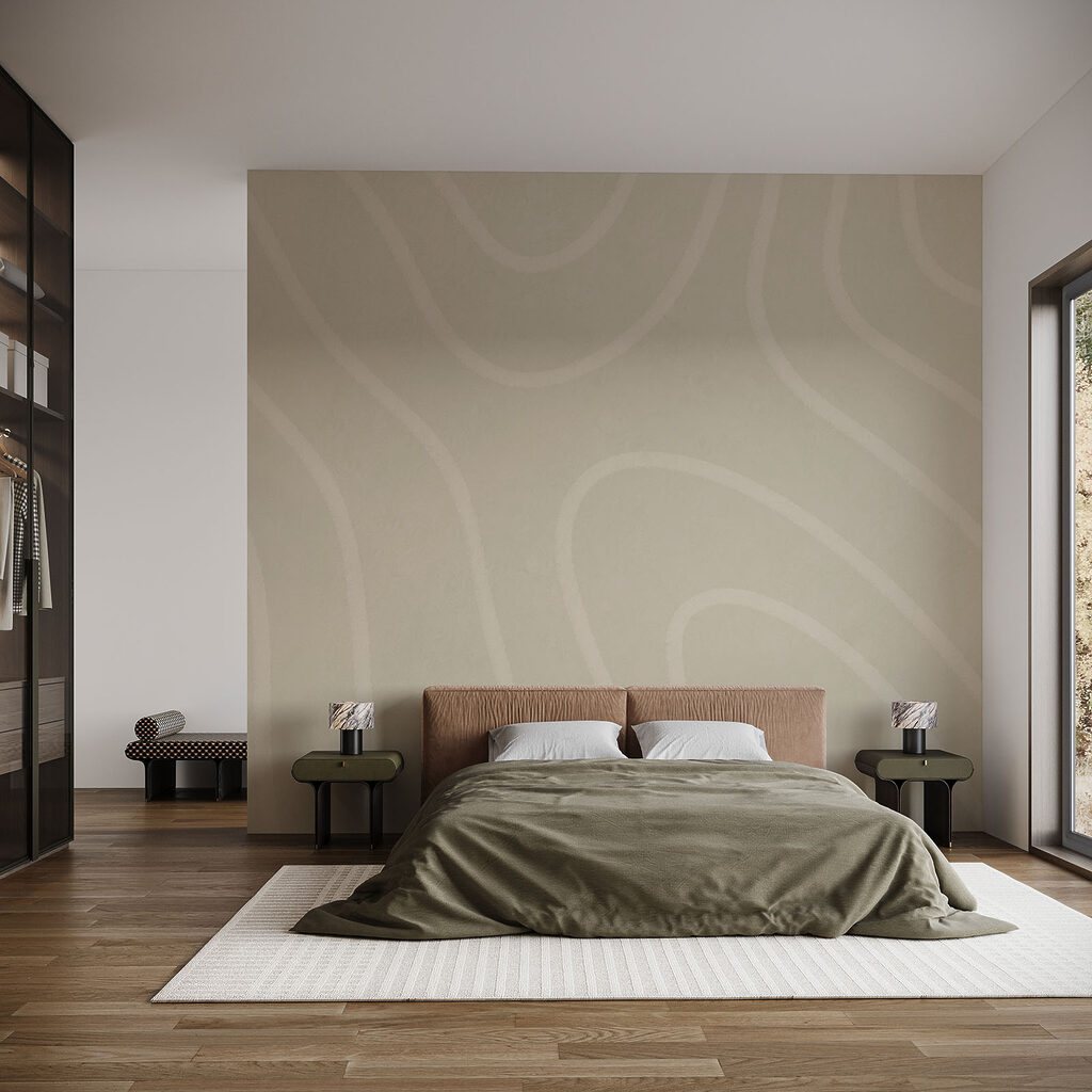 Lichte golflijnen op beige — interieur 1