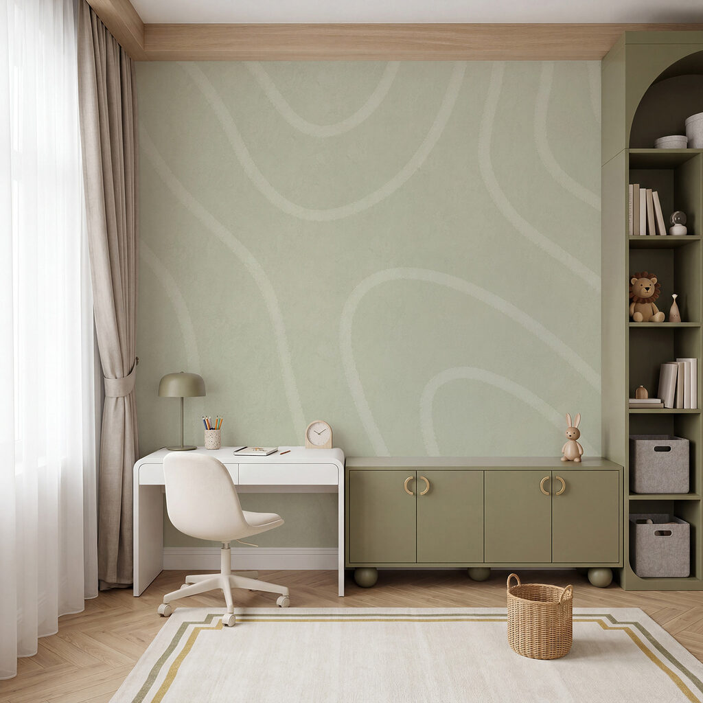 Wit en grijs golvend patroon in een interieur