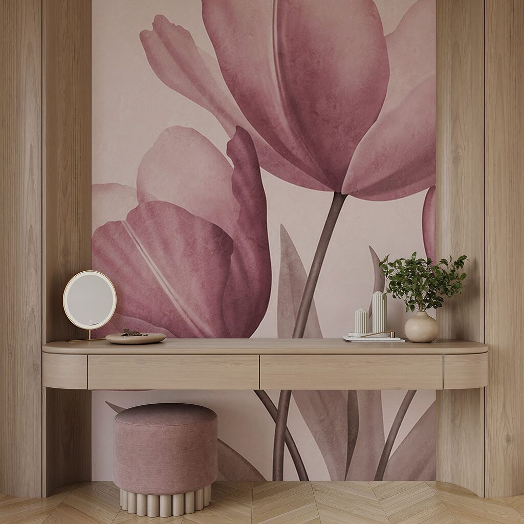 Drie bloemen in waterverf — interieur 1