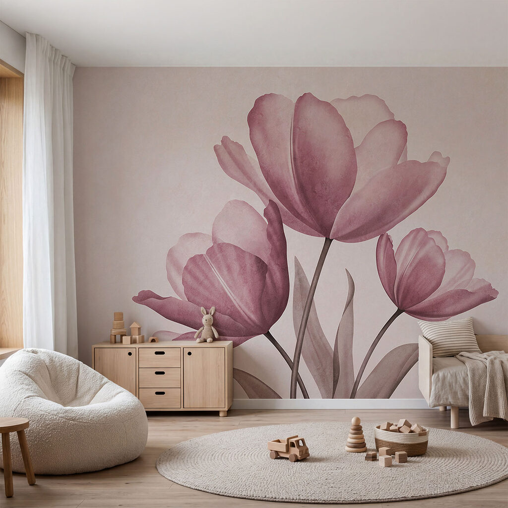 Drie bloemen in waterverf — interieur 2