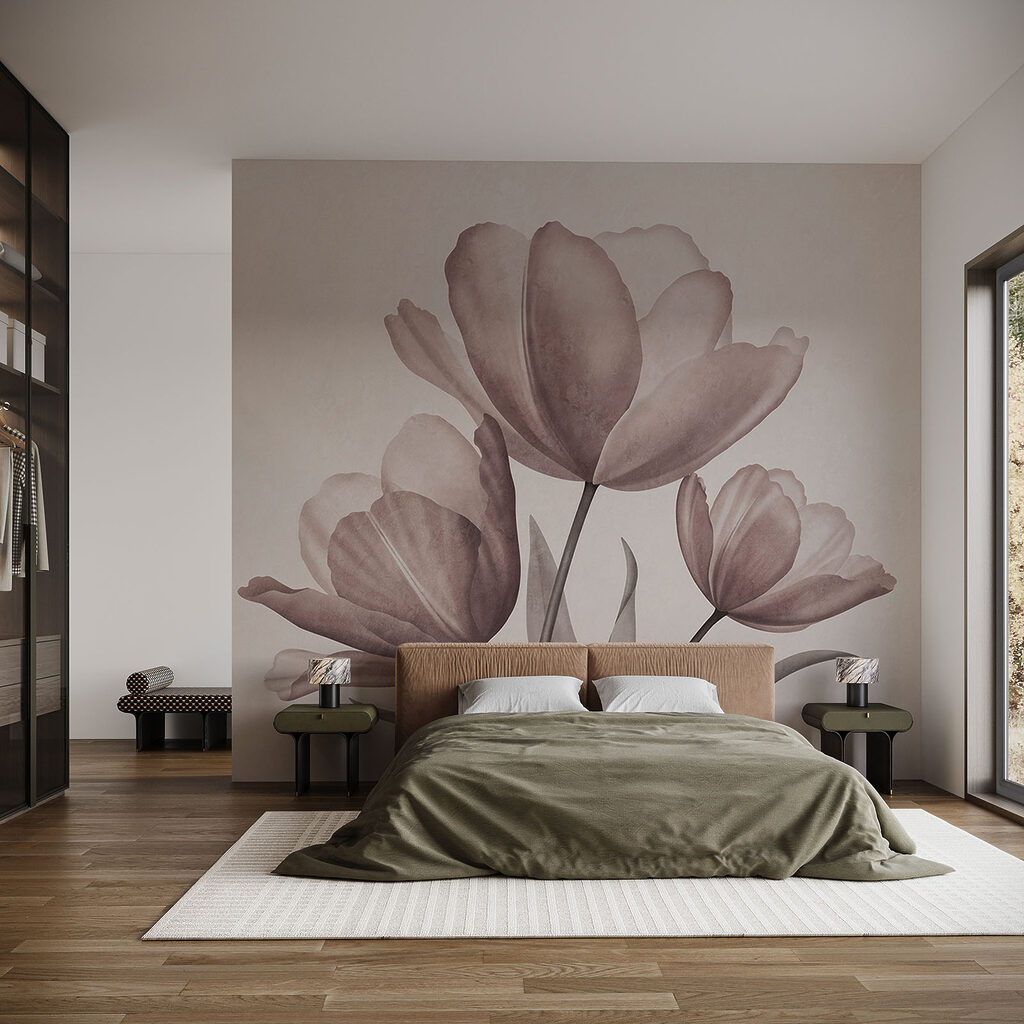 Drie bloemen in waterverf — interieur 1