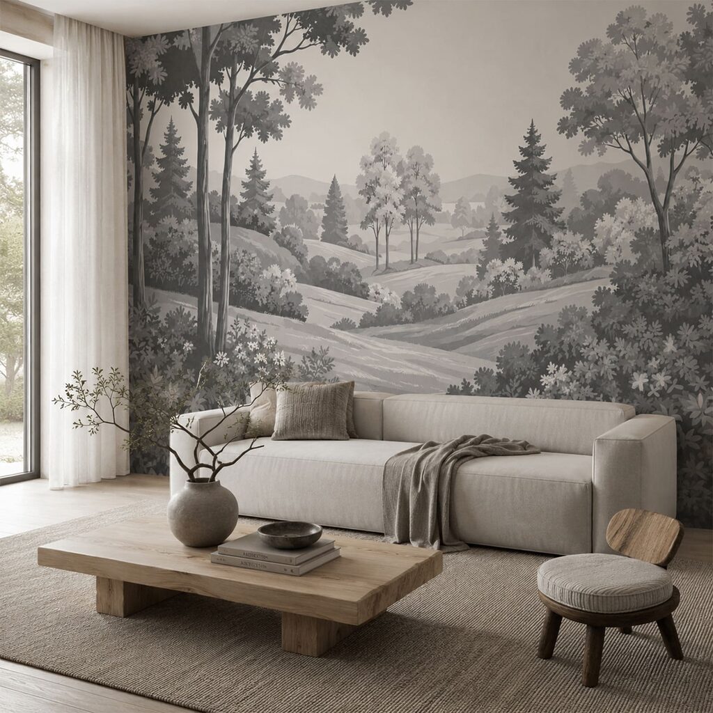 Landgoed in grijze tekenlijnen — interieur 1