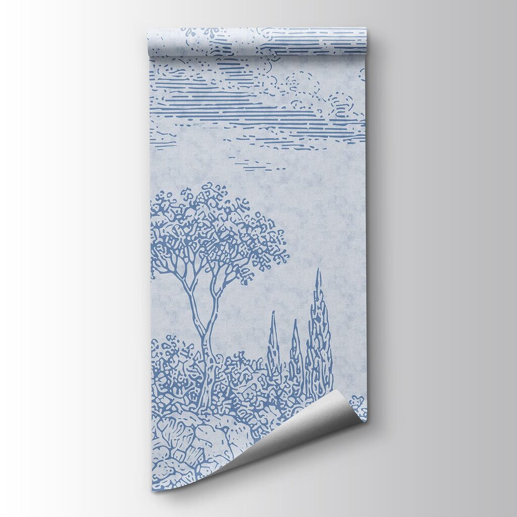 Een blauw getekend landschap — productweergave