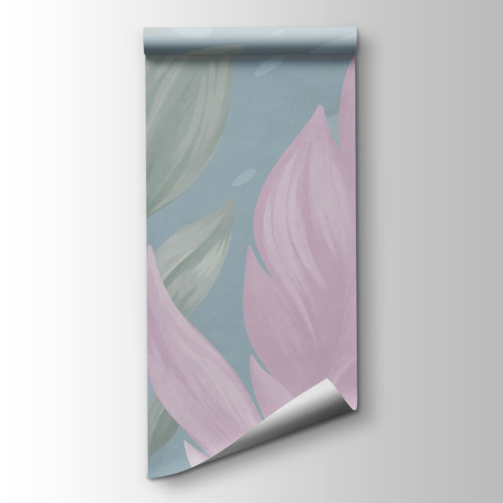 Roze tropenbladeren tegen blauw — productweergave