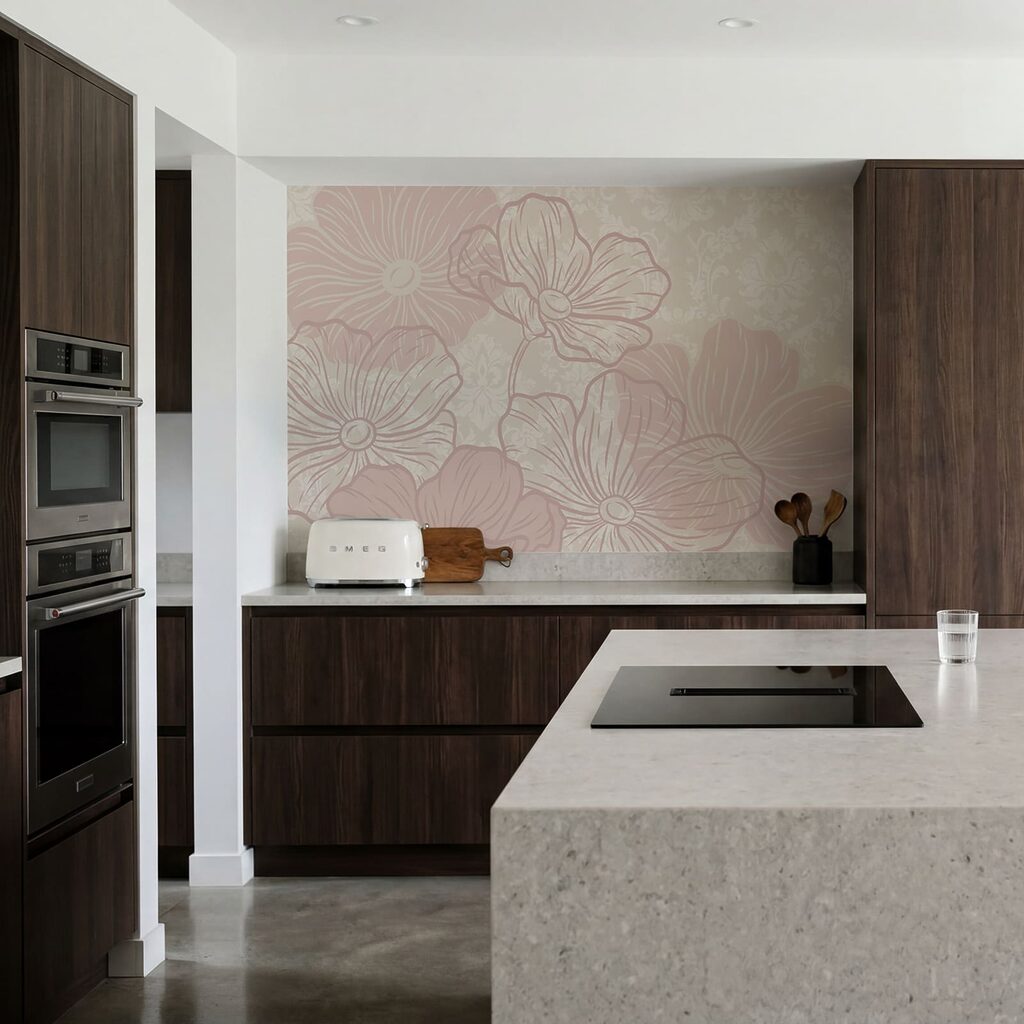 Roze bloemen boven ornament — interieur 3