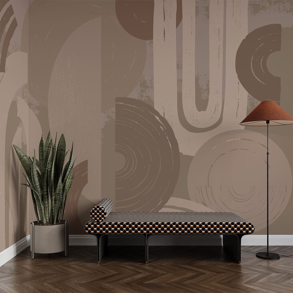 Aardekleurige vormen met penseelstrepen — interieur 4