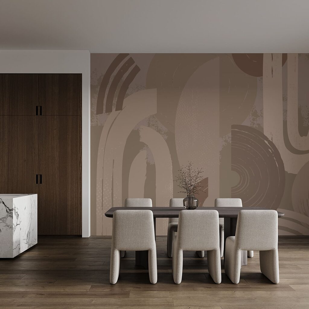 Aardekleurige vormen met penseelstrepen — interieur 6