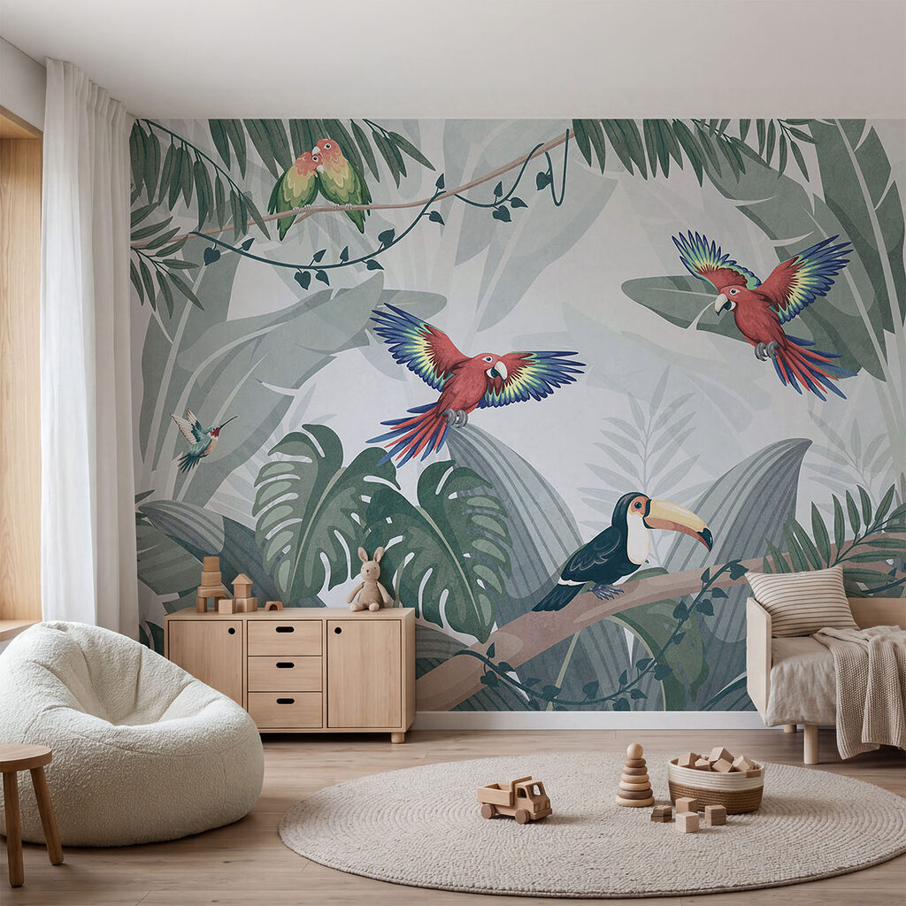 Papegaaien boven een toekan — interieur 1