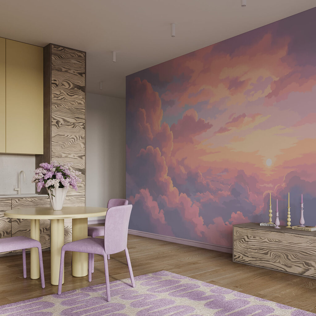 Wolkentoppen in roze avondlicht — interieur 4