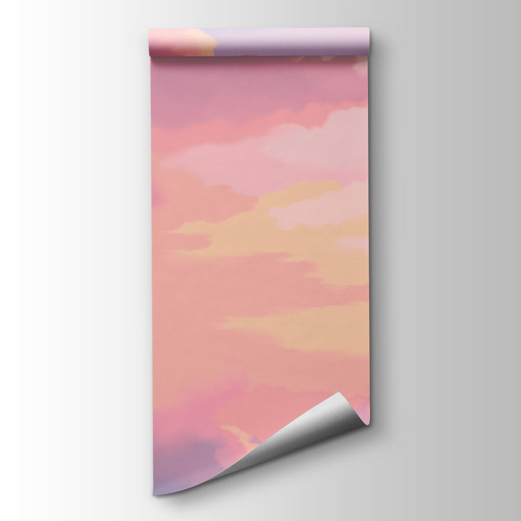 Wolkentoppen in roze avondlicht — productweergave