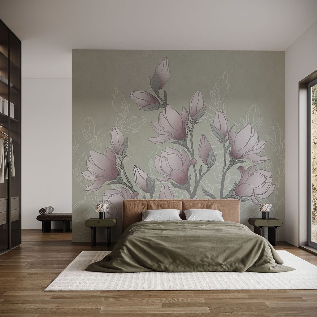 Tekening van bloemen aan een tak — interieur 1