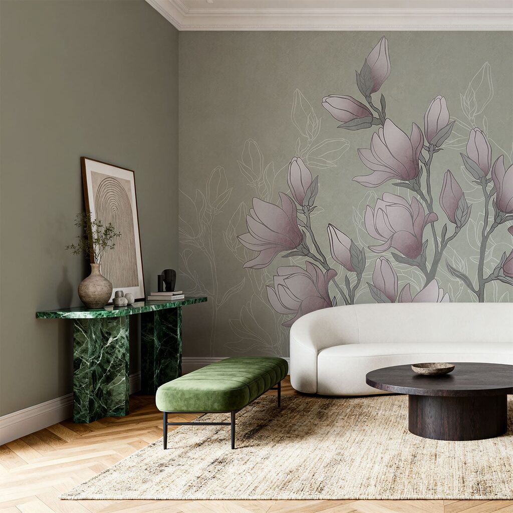 Tekening van bloemen aan een tak — interieur 2