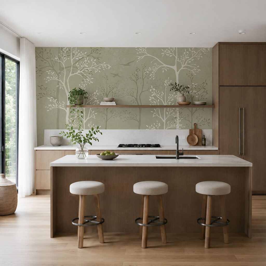 Speelse bomen in zachte tinten — interieur 2