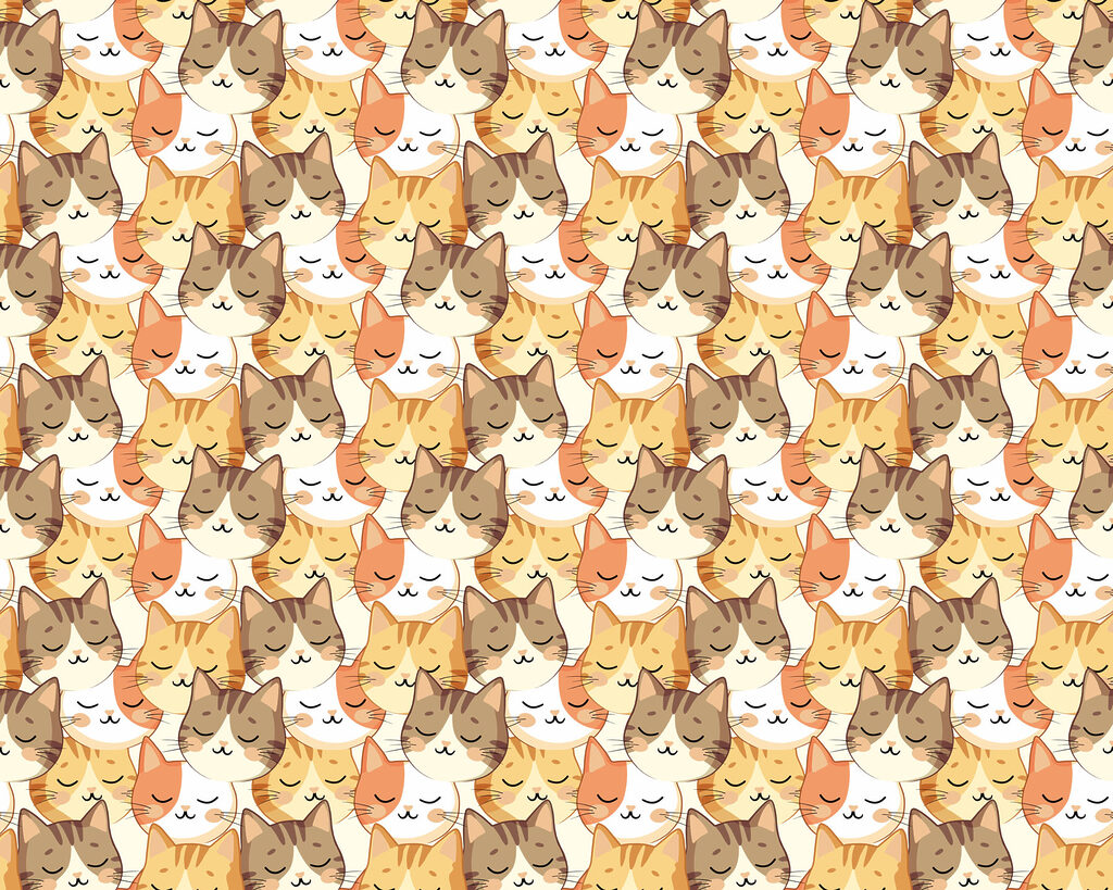 Kattengezichten vullen het beeld — volledig ontwerp