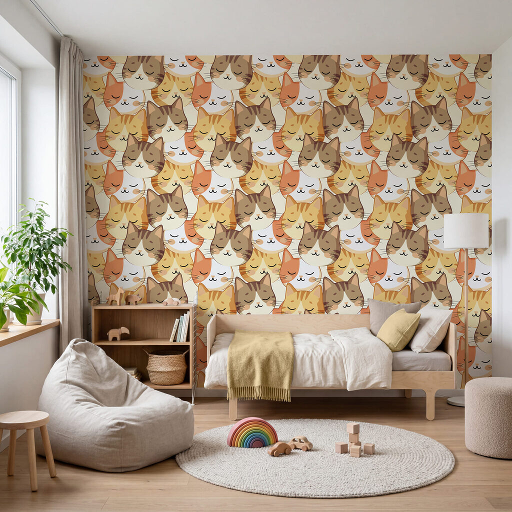 Kattengezichten vullen het beeld — interieur 3