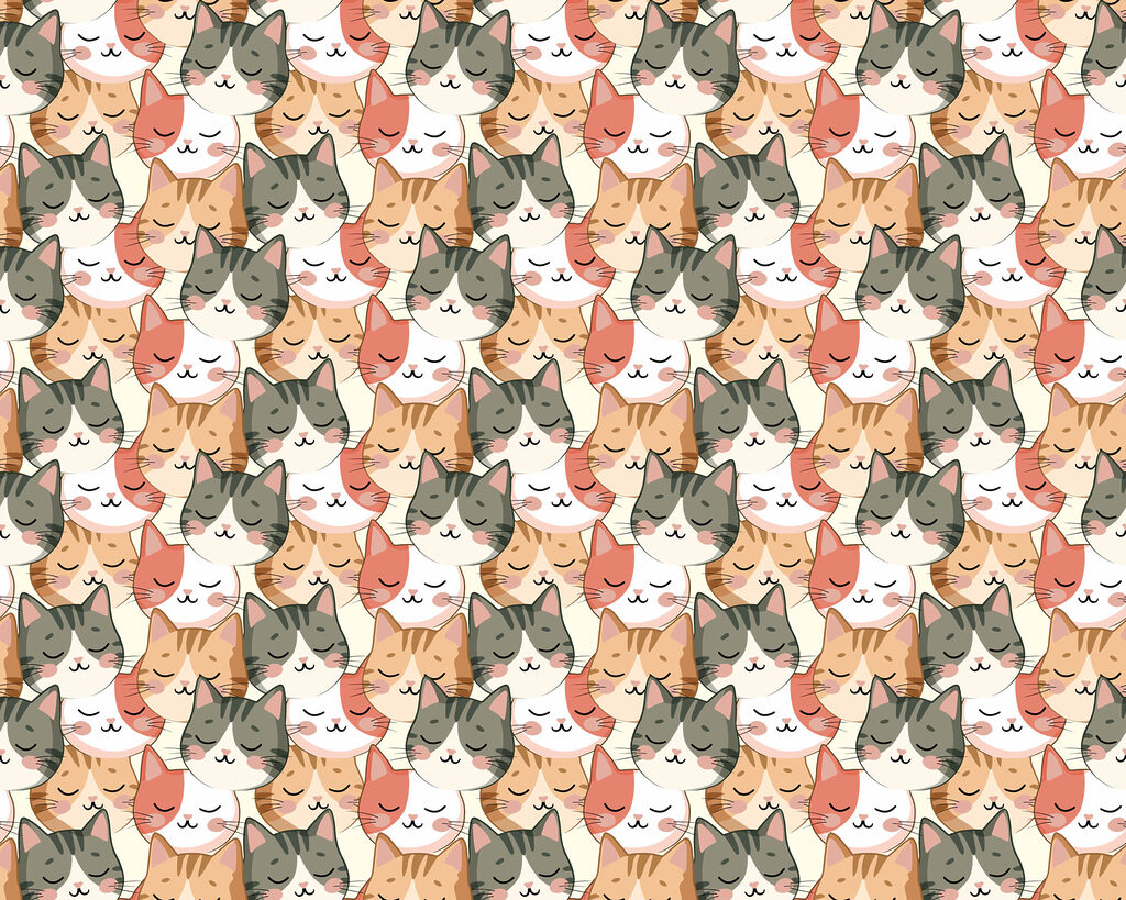 Een heleboel kattenkopjes — volledig ontwerp