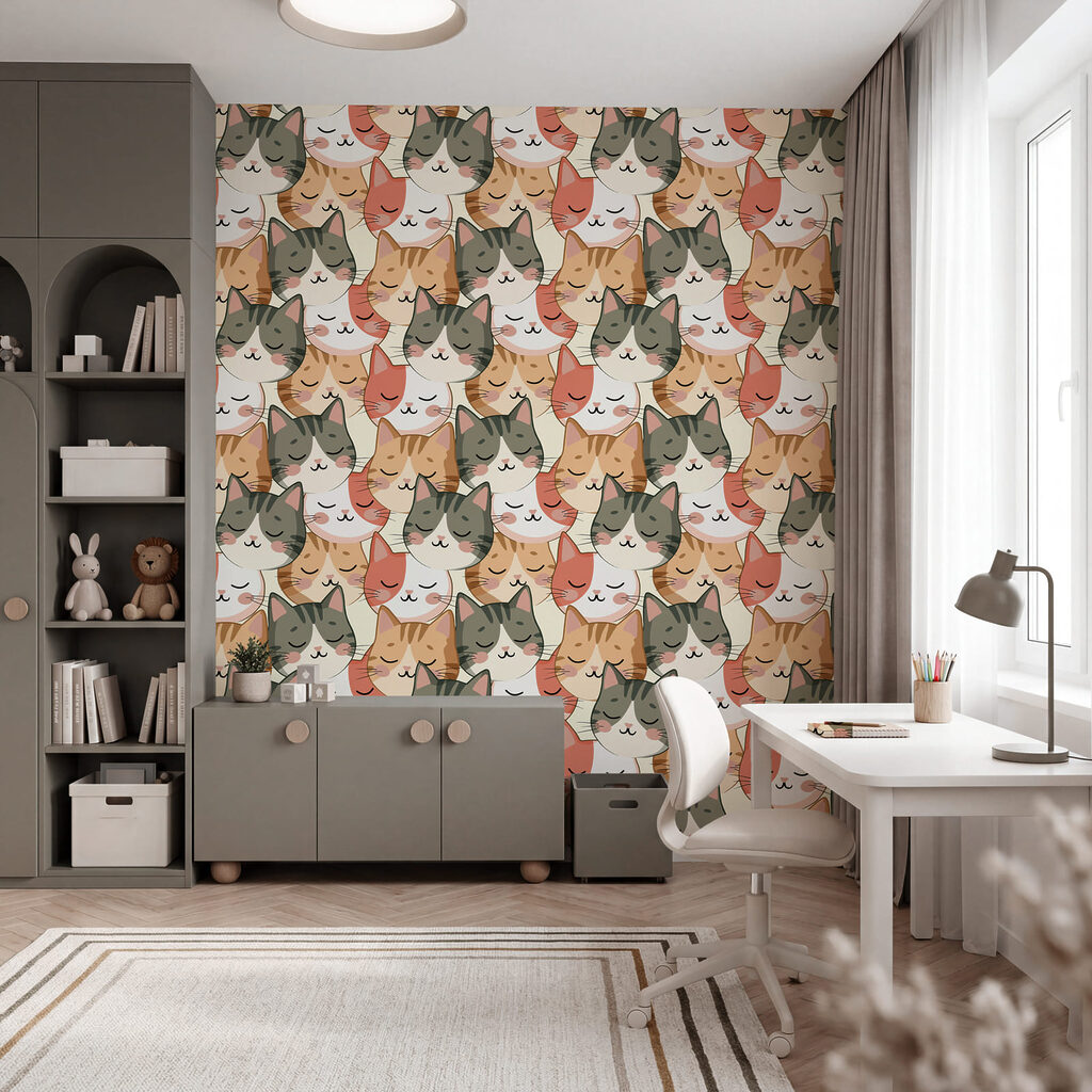 Patroon met katten in een interieur