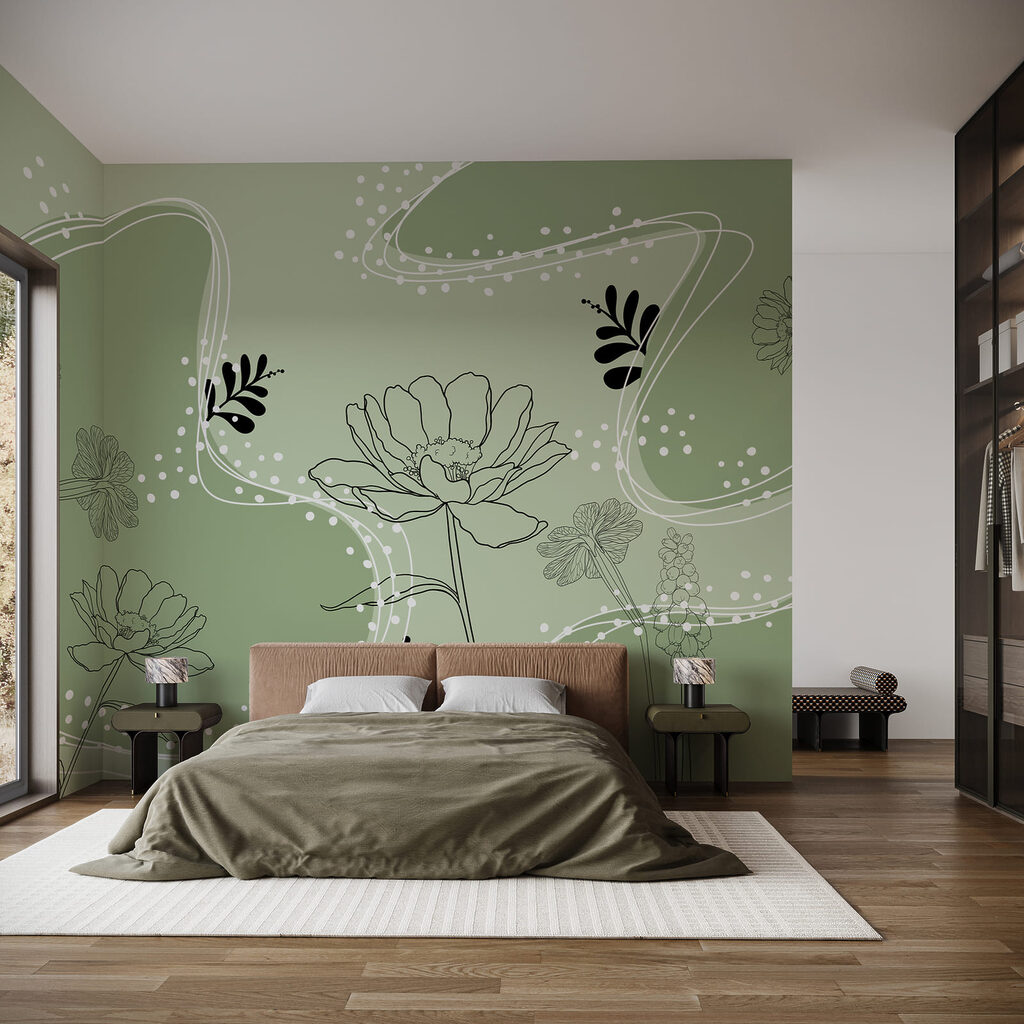 Bloemen tussen gestippelde golfbanen — interieur 2