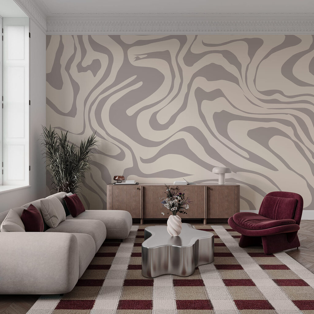 Taupekleurige lijnen in golven — interieur 1