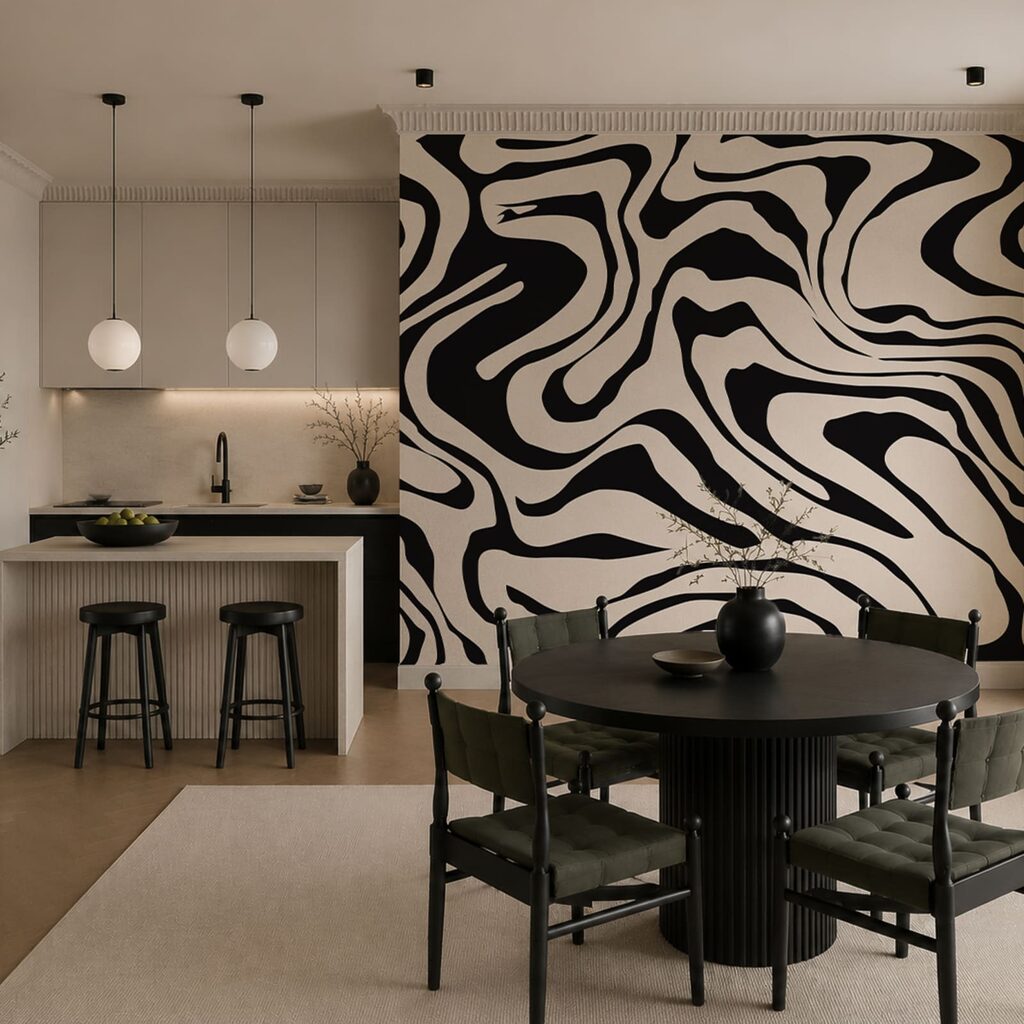 Stromen in brede kleurkrullen — interieur 3