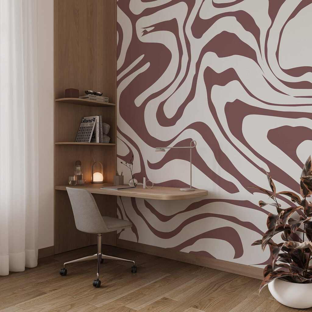 Abstracte golven in zachte tinten in een interieur