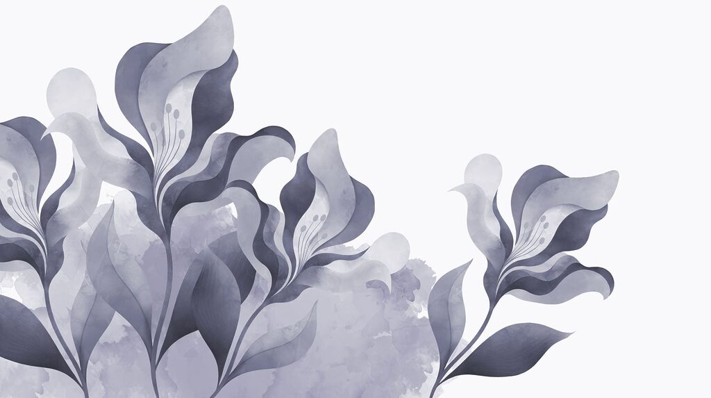 Blauwe bloemen op wit — volledig ontwerp