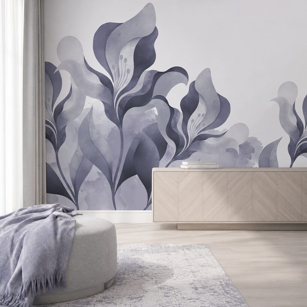 Blauwe bloemen op wit — interieur 2
