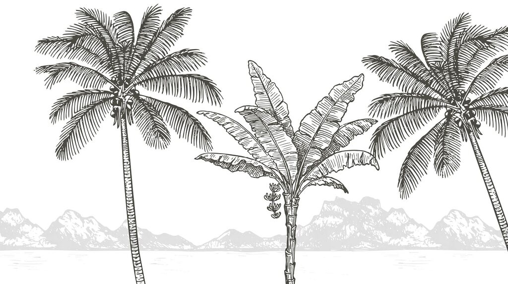 Palmbomen naast een bananenplant — volledig ontwerp