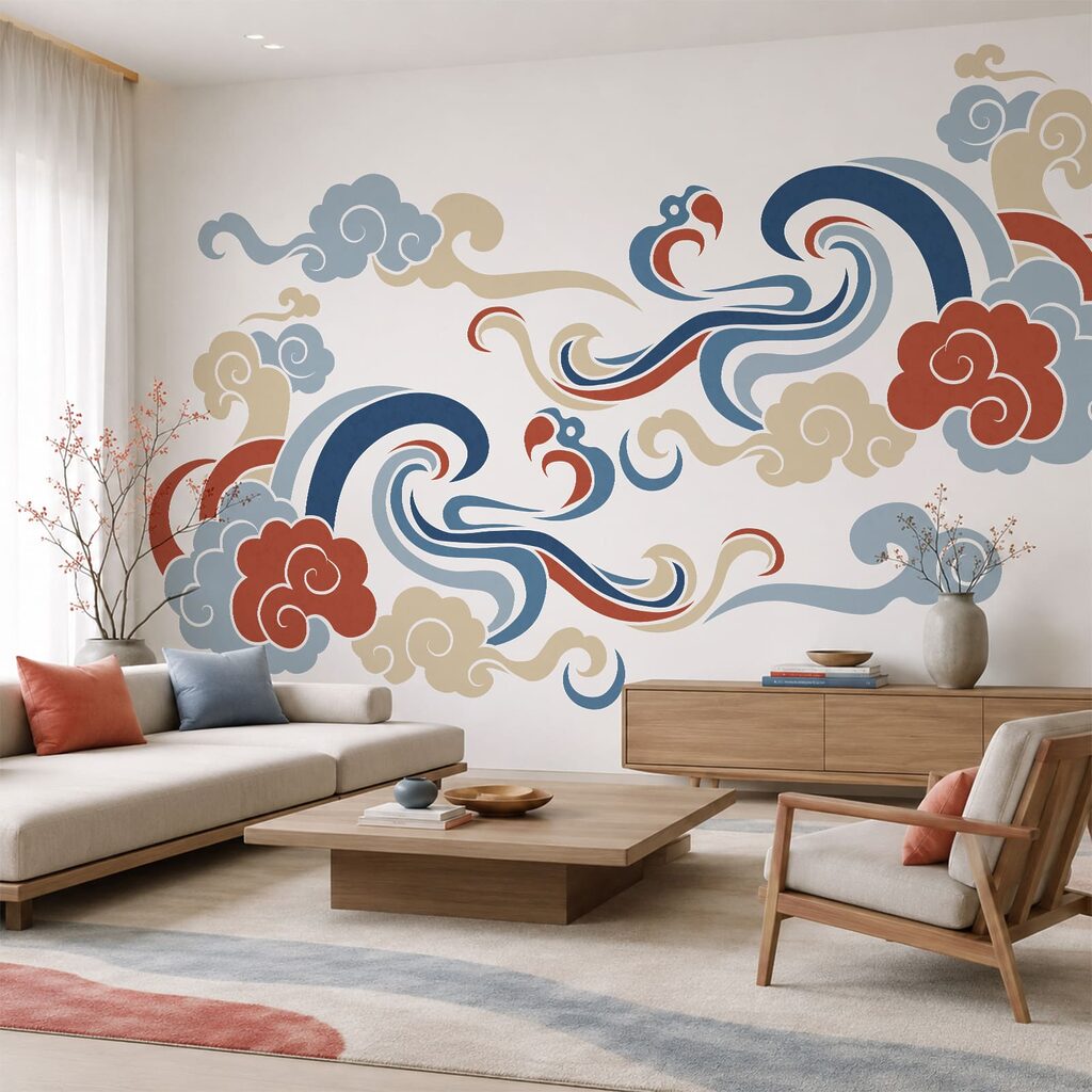 Sierwolken in kleurrijke krullen — interieur 2