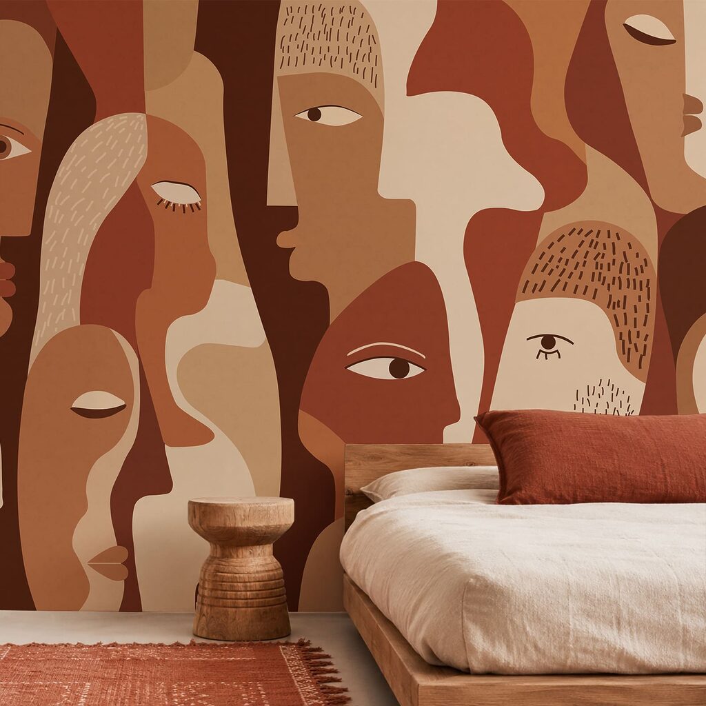 Gezichten in warme aardetinten — interieur 1