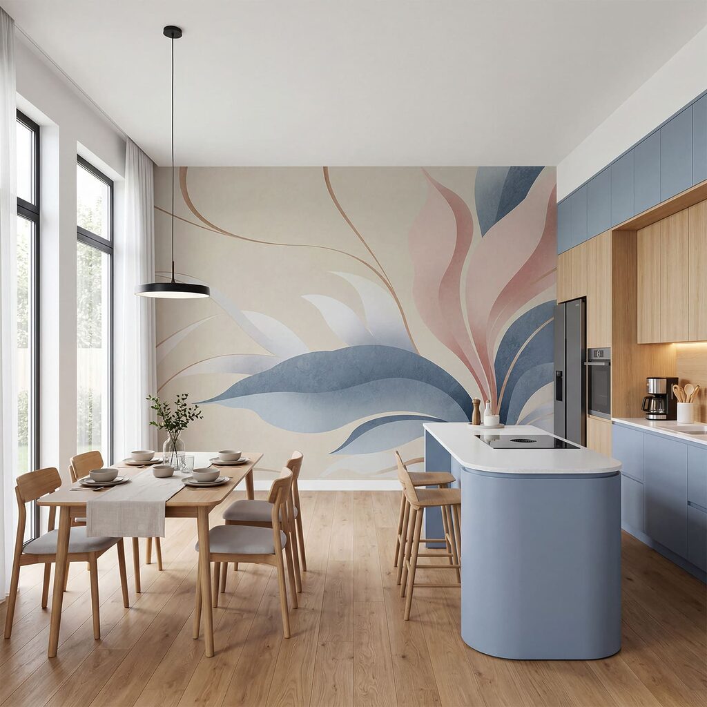 Pastelbladeren met sierlijke lijnen — interieur 1