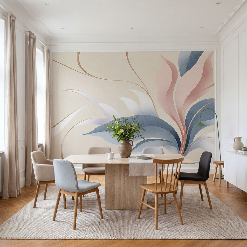 Pastelbladeren met sierlijke lijnen — interieur 2