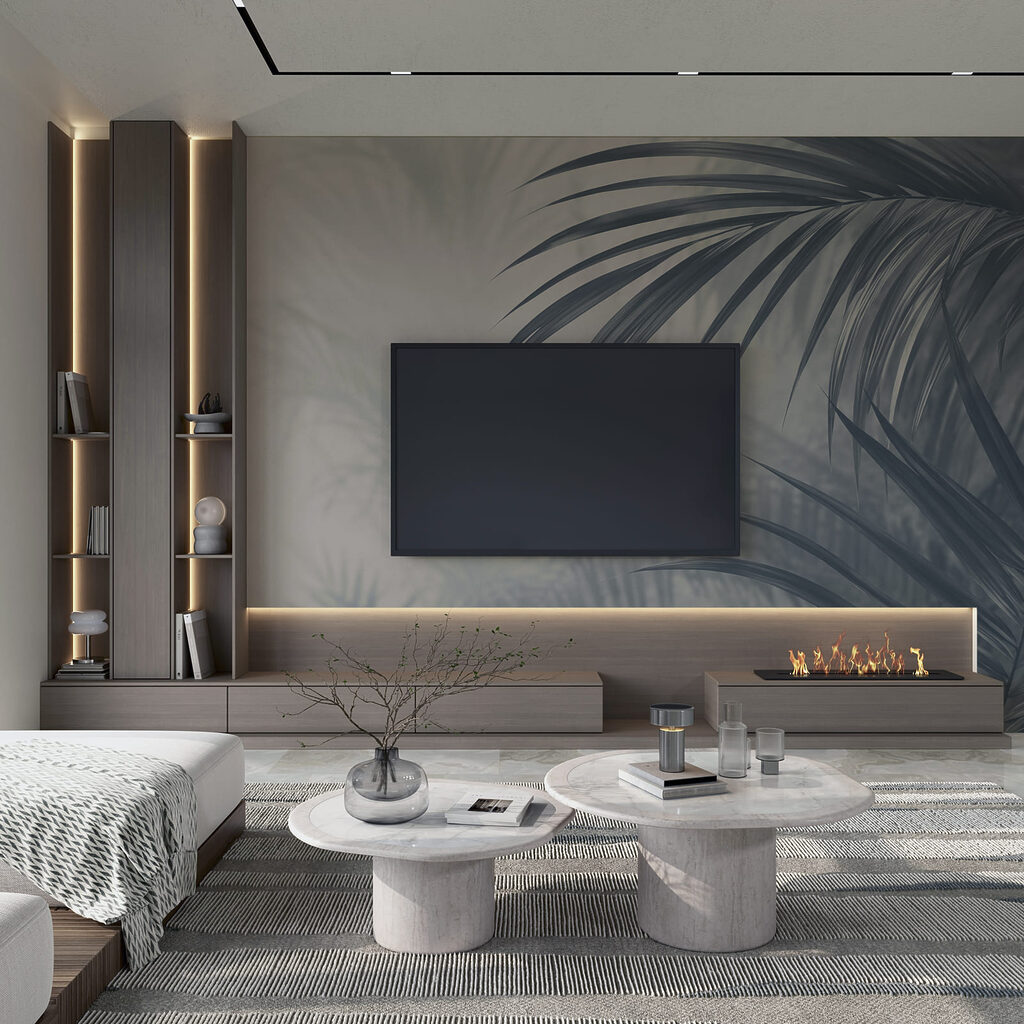 Palmveren achter stille nevel — interieur 3